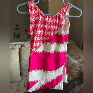 CUSTOM COSTUME-Pink and White hounds tooth blinged!